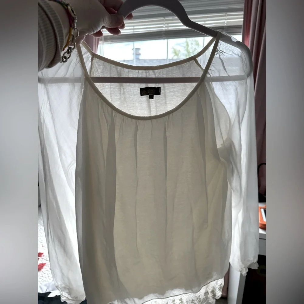NWOT AMANTI 100% Silk Ivory white blouse large - Picture 8 of 8